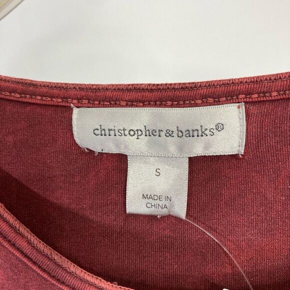 Christopher & Banks S Red Tunic Top Asymmetric Art To Wear Lagenlook Y2K Hippie - Picture 7 of 7